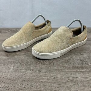 TOMS TRVL LITE Tan Hairy Suede Slip On Sneakers Shoes Womens 8.5 Low Top Sand